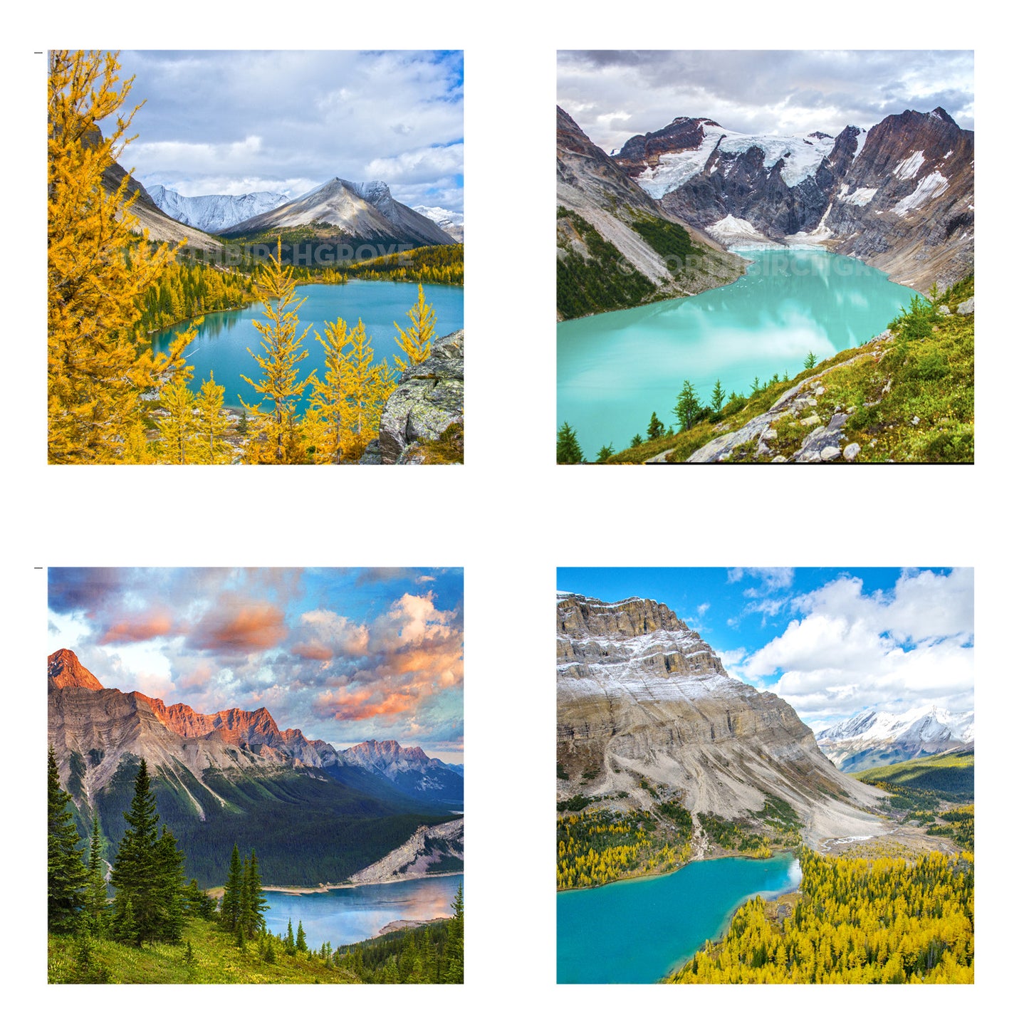 Juego de 4 mini imanes metálicos<br> Montañas canadienses n.° 3