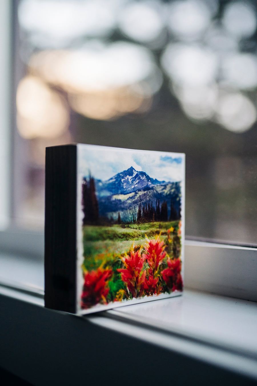 Wildflowers in Bloom<br> 5x5" Signature Glossy Art Block <br> Rustic Barn Wood Edges