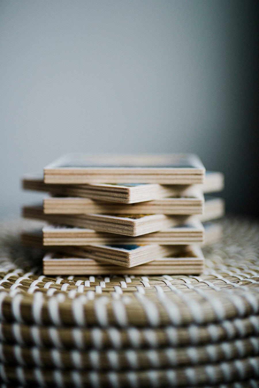 Fir Trees & Fog Birch Wood Photo Coaster