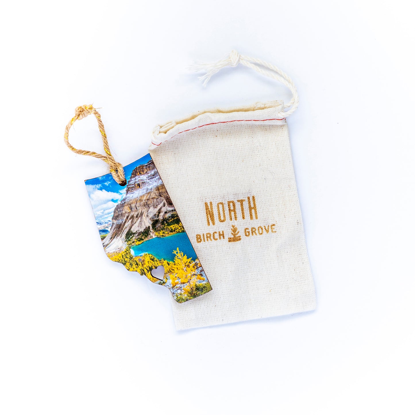 Alberta Wooden Holiday Ornament <br> Canmore Alberta Canada <br> Three Sisters Winter Sunrise