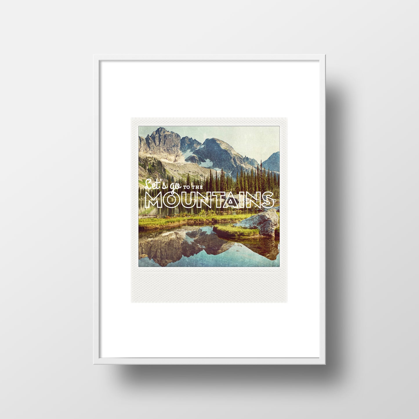 Metallic Polaroid Magnet <br> Let's go to the Mountains!