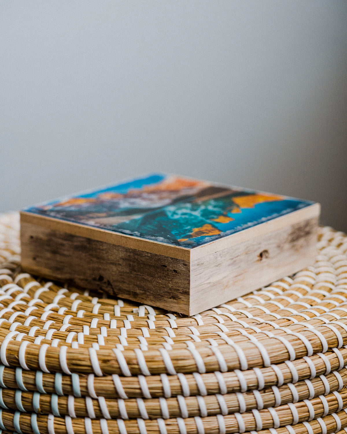 Moraine Lake Sunrise <br> 5x5" Signature Glossy Art Block  <br> Rustic Barn Wood Edges