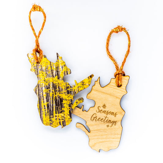 Adorno navideño de madera de Quebec Saludos de las estaciones Arces de azúcar