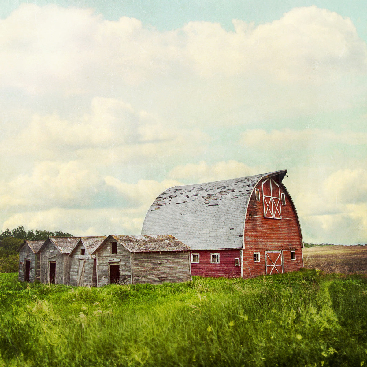 Red Prairie Barn + Sky <br>Archival Fine Art Chromogenic Print