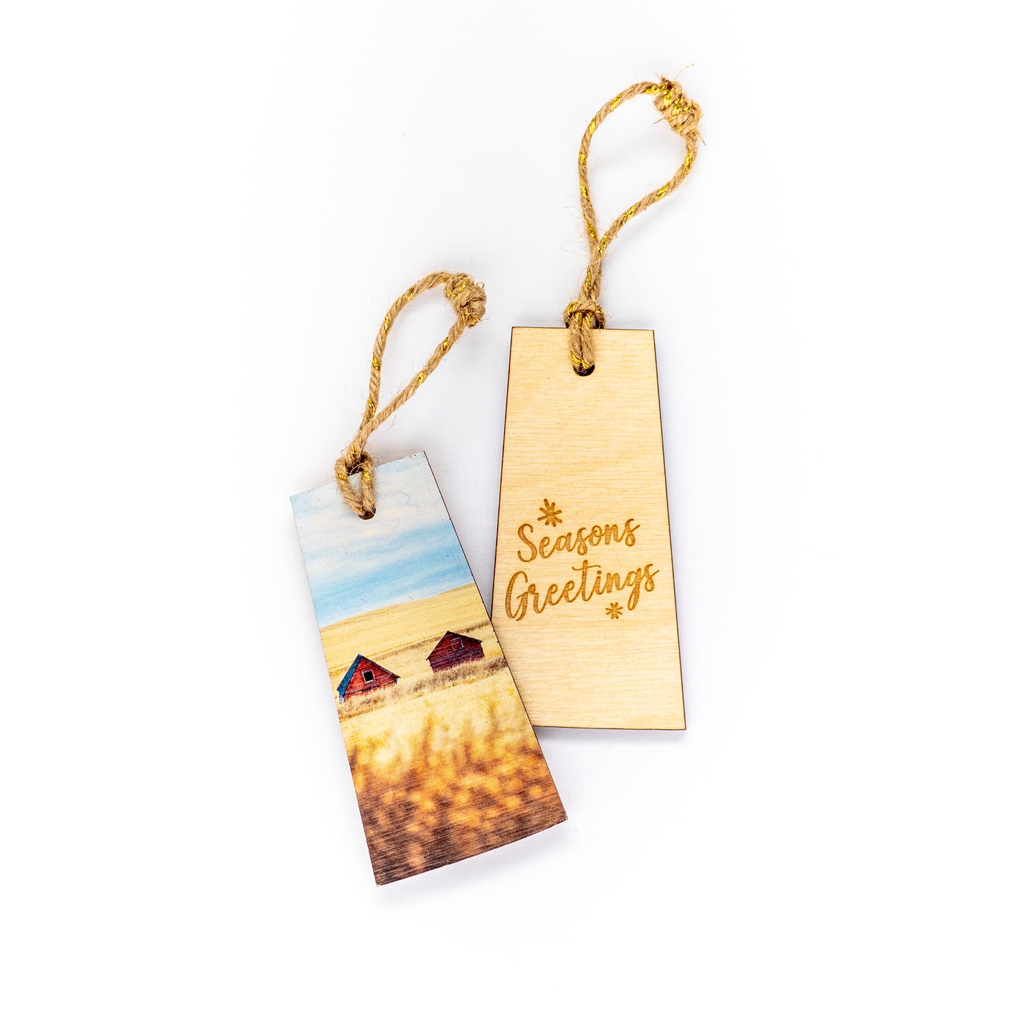 Saskatchewan Wooden Holiday Ornament Seasons Greetings