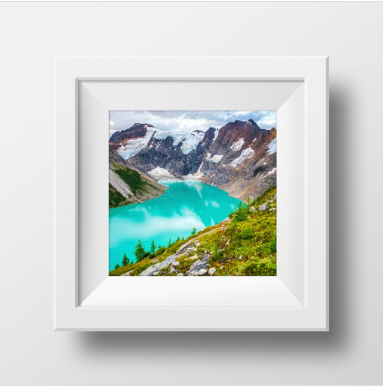 VENTA Impresión de papel metálico de 8x8"<br> Lago del Glaciar Colgante<br> BC Canadá<br>