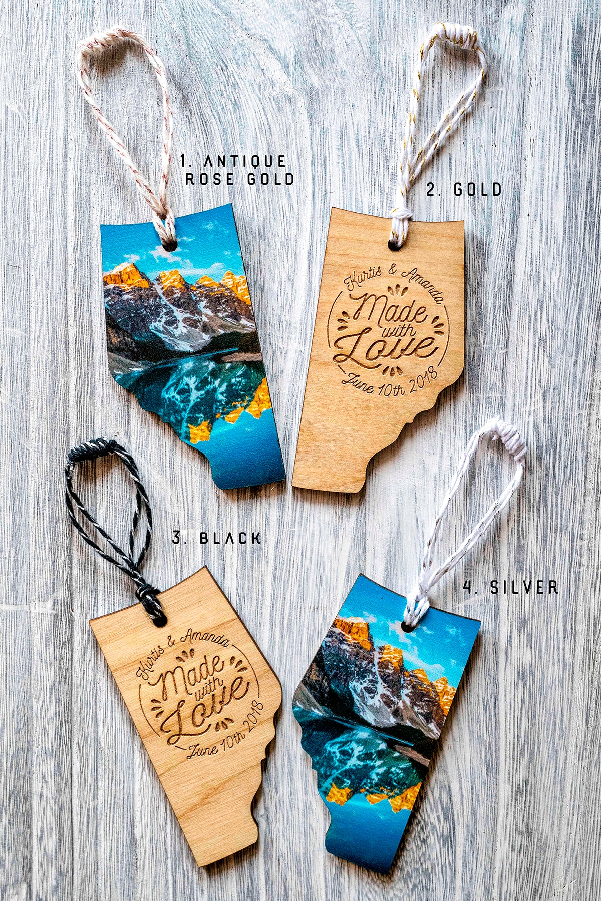 Adornos navideños de madera de Alberta hechos a pedido<br> Sólo depósito
