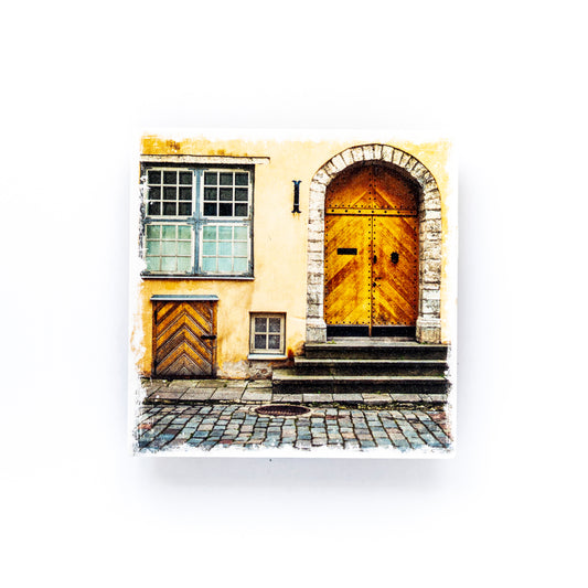 European Building Birch Wood Photo Coaster