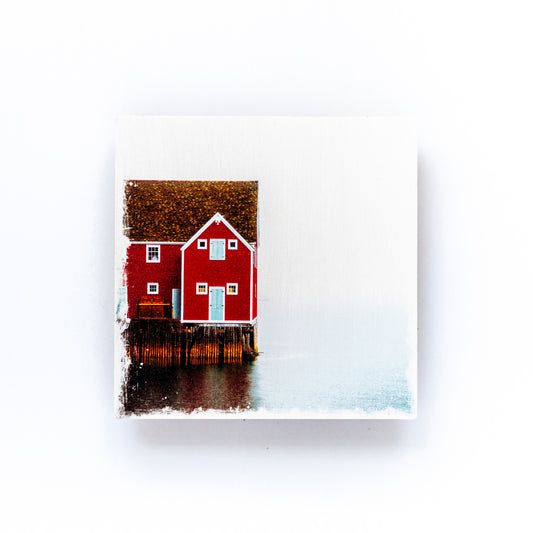 Red Playhouse Newfoundland Birch Wood Photo Coaster