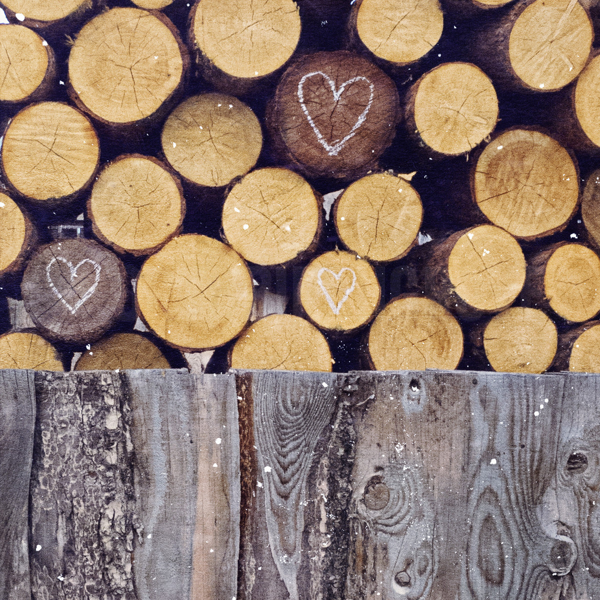 Collected Woodpile + Hearts <br>Rural Canada<br>Archival Fine Art Chromogenic Print
