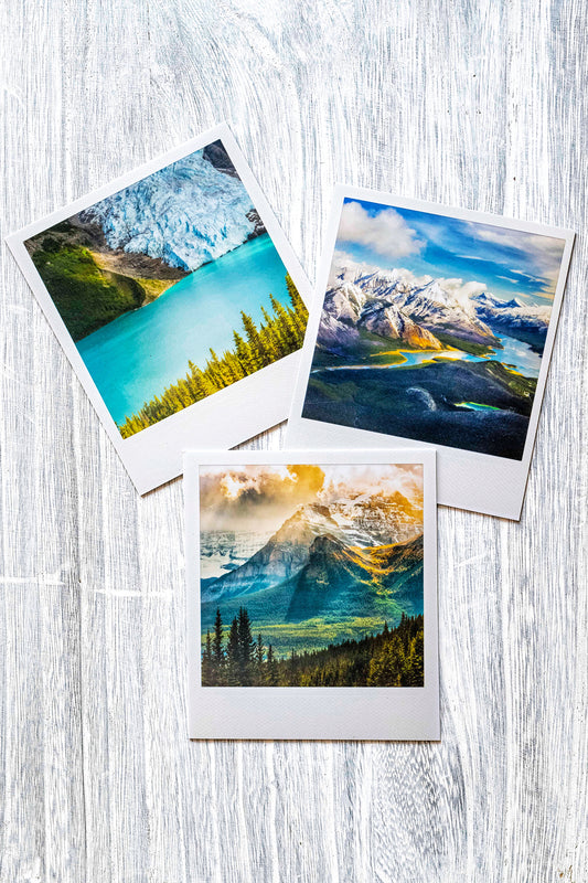 Paquete de 3 imanes Polaroid metálicos<br> Montañas Rocosas canadienses 2