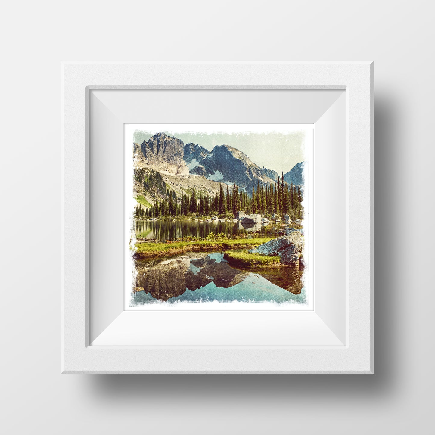 VENTA Impresión de Bellas Artes 5x5"<br> Lago Drinnon Columbia Británica<br> Acabado metálico