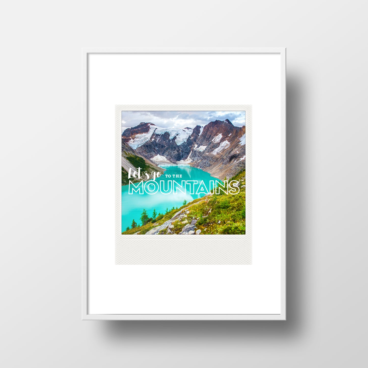 Imán Polaroid metálico<br> Vamos a las montañas // Lago alpino