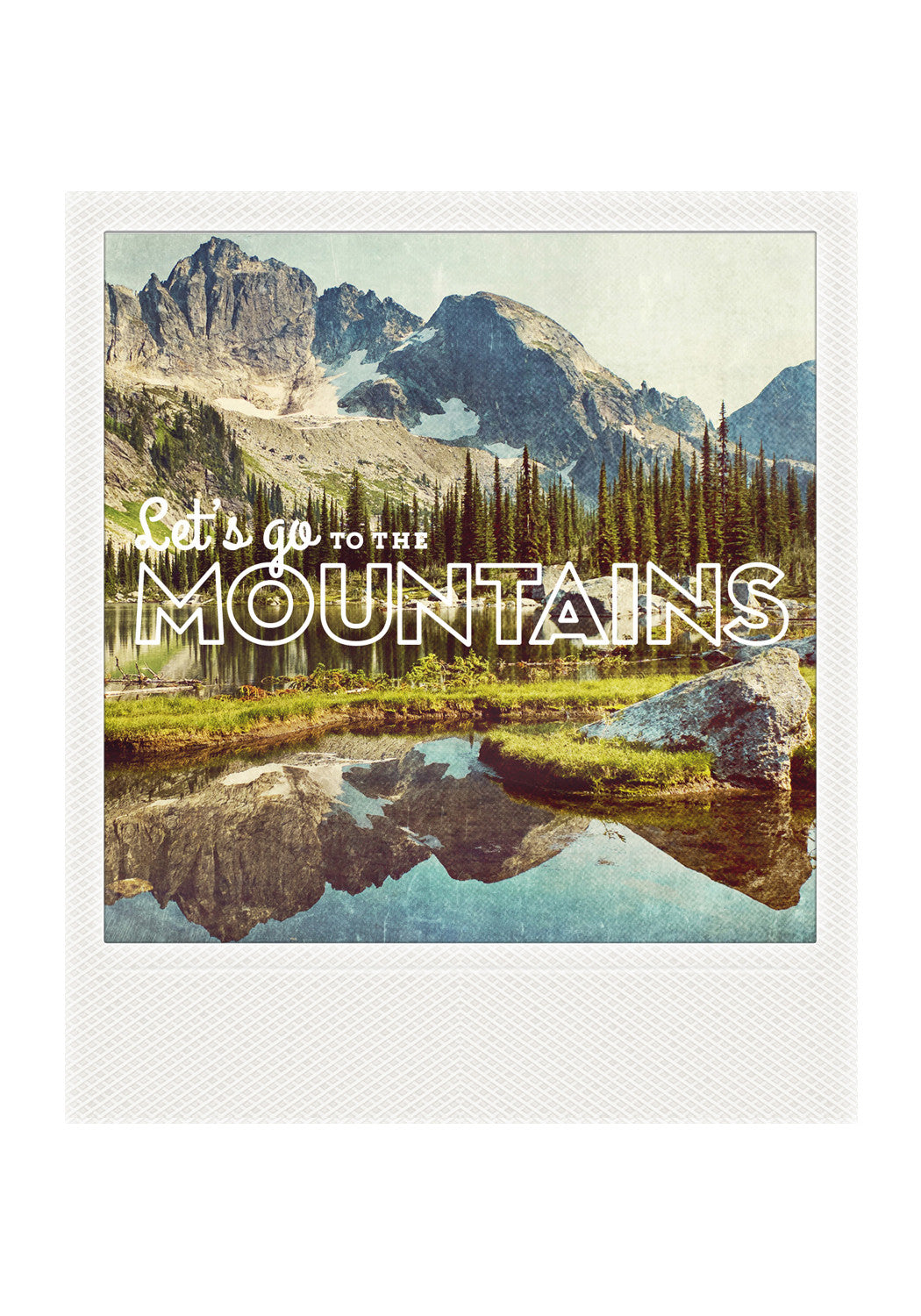 Metallic Polaroid Magnet <br> Let's go to the Mountains!