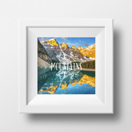 VENTA Impresión de papel metálico de 8x8"<br> Las montañas están llamando al lago Moraine<br>